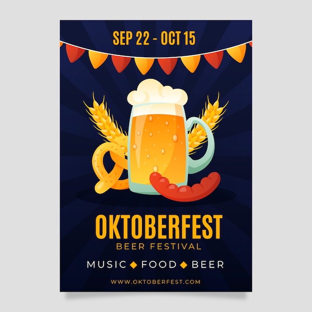 Vetor modelo de pôster vertical plano oktoberfest