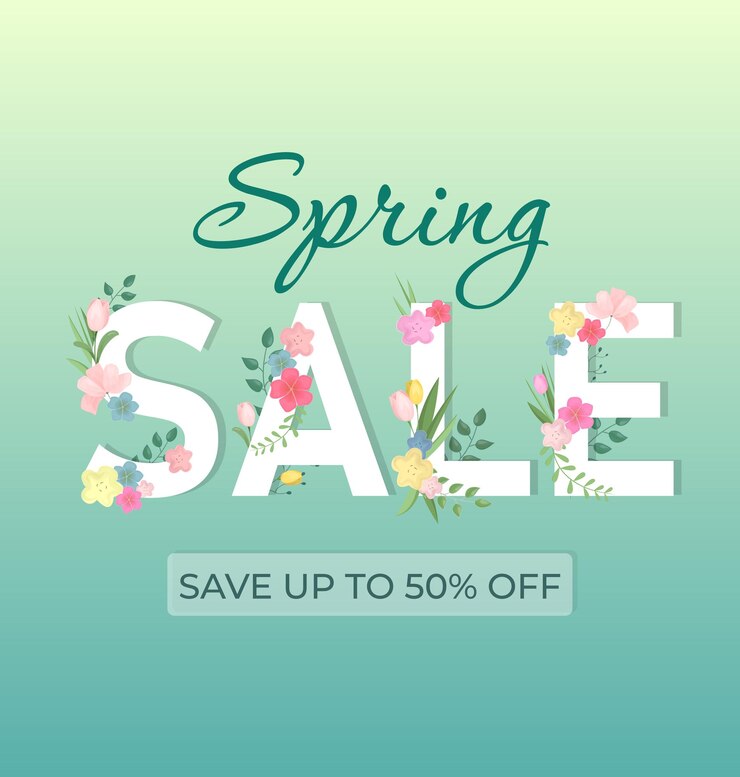Vetor modelo de primavera para voucher de convite de banner de pôster de design oferta de temporada de desconto promocional