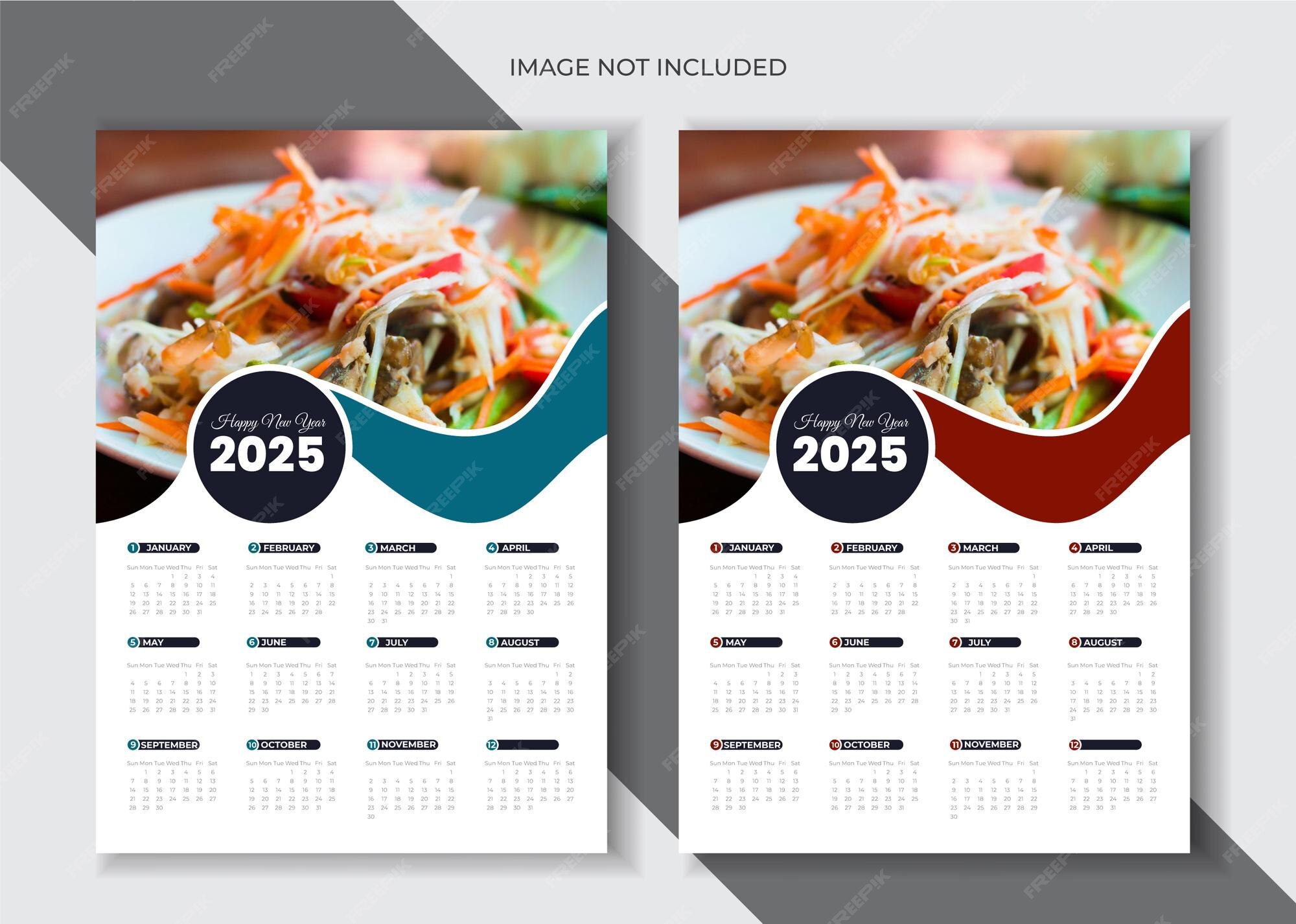 Modelo de projeto de calendário alimentar 2025 Vetor Premium