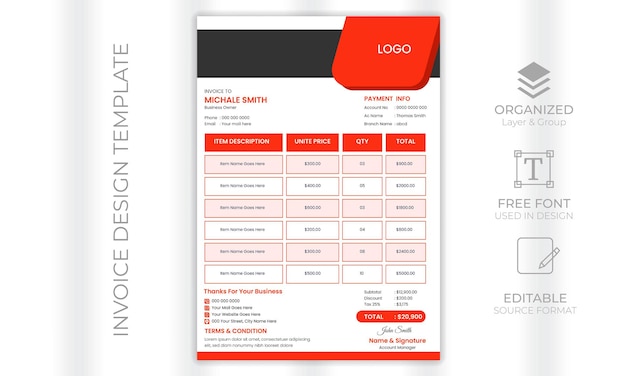 Modelo de projeto de fatura empresarial mínima