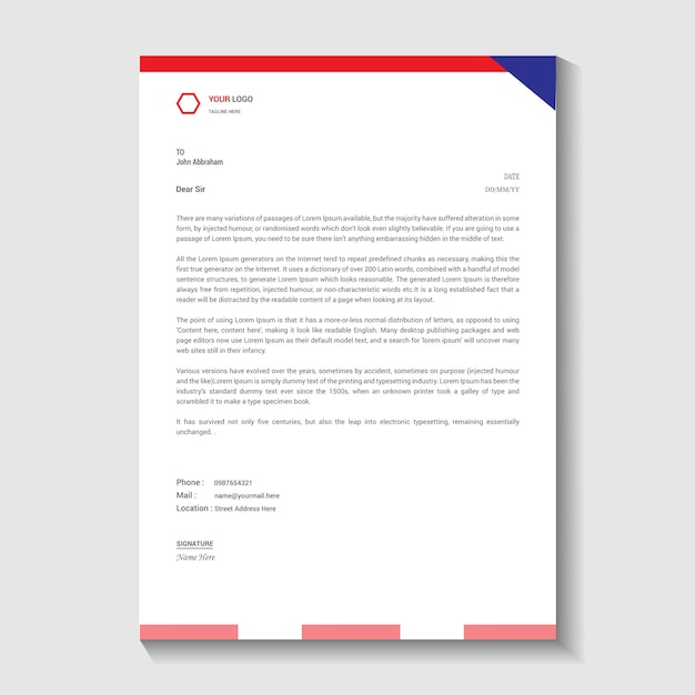Modelo de projeto de papel de carta