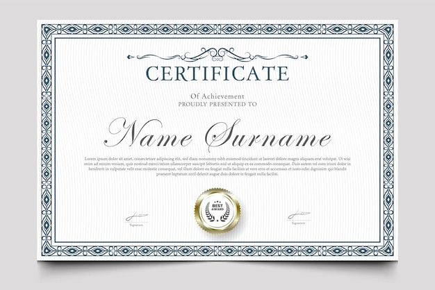 modelo de projeto de prémio de certificado de tema retro ou vintage
