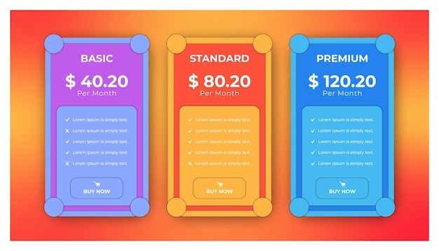 Modelo de projeto de tabela de preços criativa