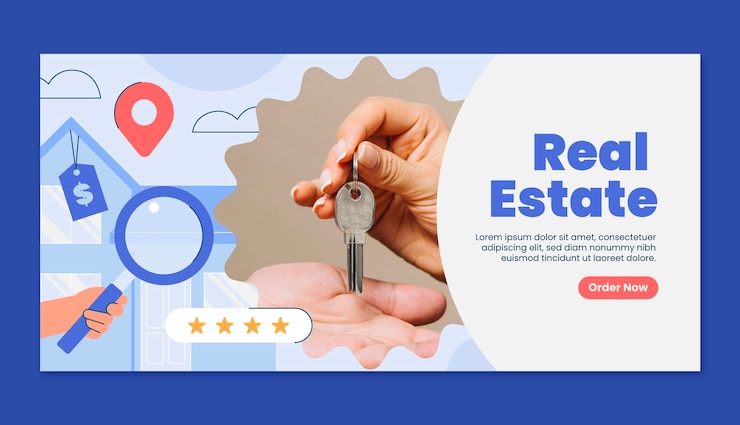 Vetor modelo de projeto imobiliário desenhado à mão