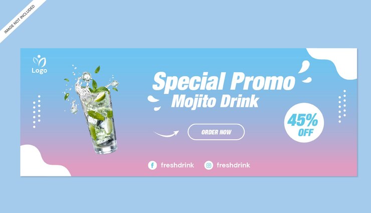 Vetor modelo de promoção de banner de bebida mojito