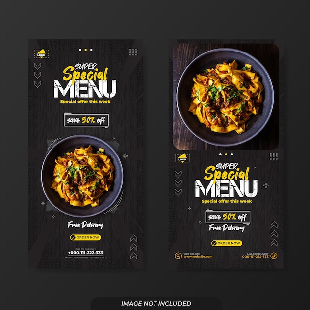 Modelo de promoção de banner de menu super especial com oferta especial esta semana