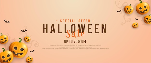 Modelo de promoção de banner de venda de halloween
