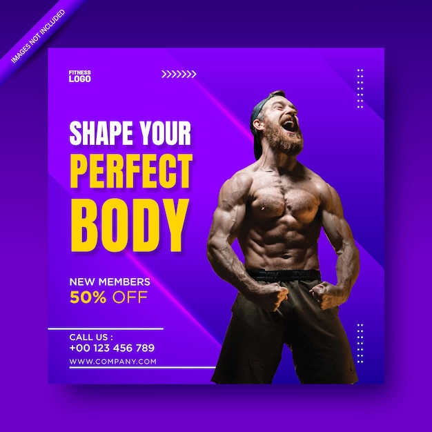 Vetor modelo de promoção de banner na web e postagem de mídia social de fitness ou academia