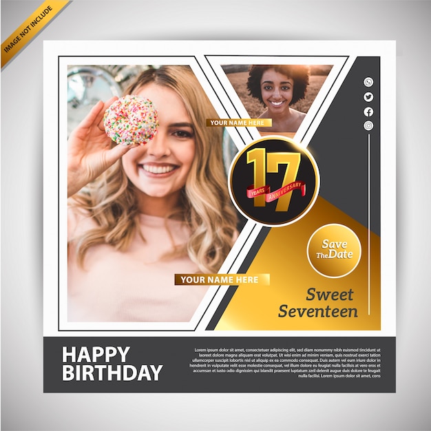 Modelo de promoção de feliz aniversário banner