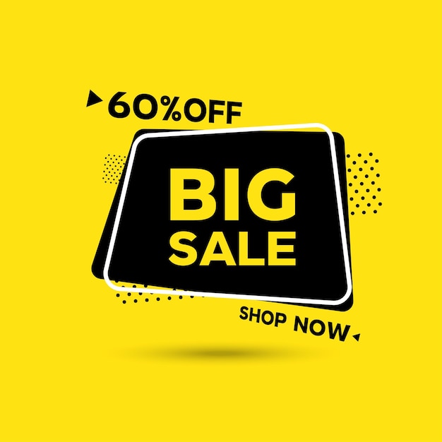 Vetor modelo de promoção de fundo amarelo big sale banner vector voucher de publicidade de compras