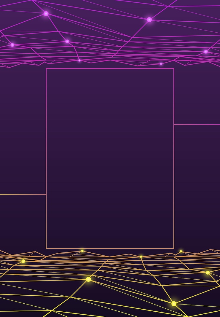 Vetor modelo de quadro vetorial para publicidade colocação de texto ou logotipo grelha de quadro de poli baixo com esferas luminosas pontos layout com efeitos visuais no estilo de tecnologia de ciência sci-fi poster de bandeira