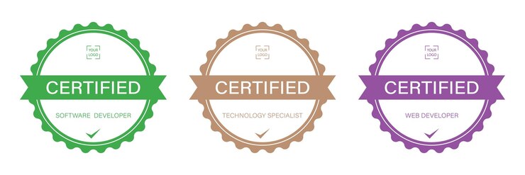 Vetor modelo de qualificação de tecnologia da informação certificado por crachá digital certificado de logotipo com design de forma redonda