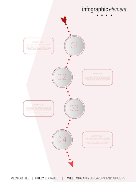 Modelo de quatro etapas de infográfico criativo vetorial