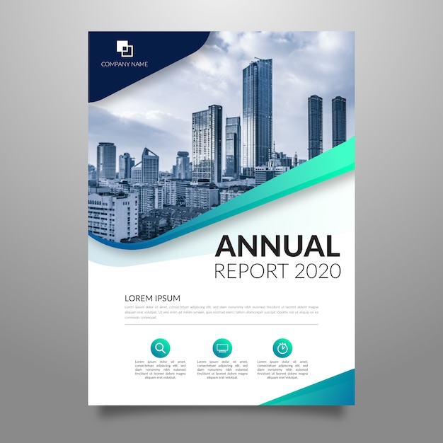 Vetor modelo de relatório anual abstrato com foto