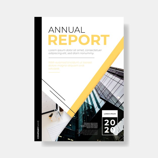 Modelo de relatório anual abstrato com foto