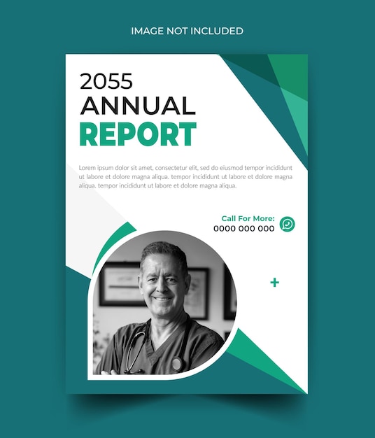 Vetor modelo de relatório anual de médico de ciências médicas de cuidados de saúde