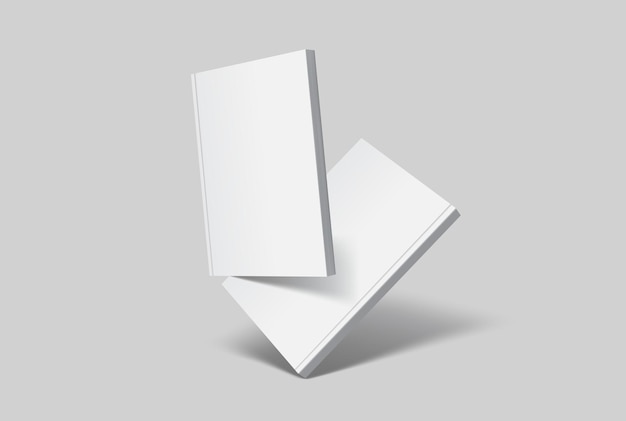 Modelo de revista 3D vetorial realista com capa branca em branco catálogo de folheto de caderno