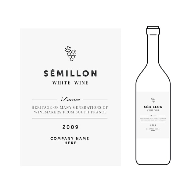 Vetor modelo de rótulo de vinho branco