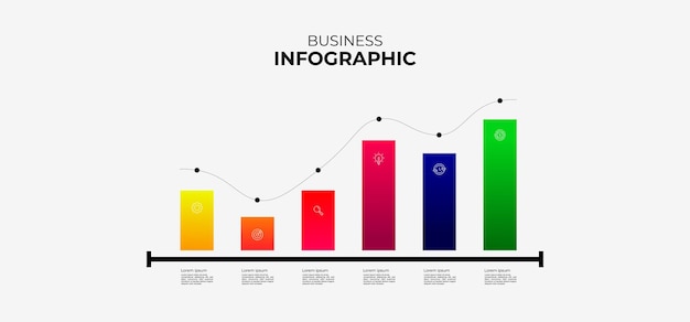 Modelo de rótulo infográfico vetorial com ícones 6 opções ou etapas Infográfico para o conceito de negócios Pode ser usado para apresentações de fluxogramas gráficos de informações, banners de sites e muito mais