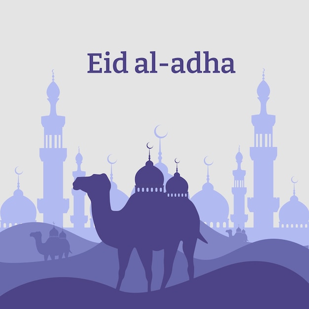 Modelo de silhueta Eid al adha para mídias sociais Vetor Premium