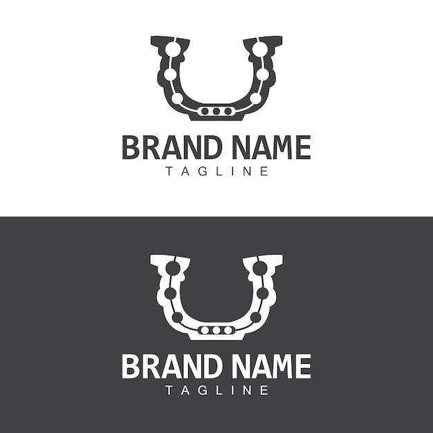 Vetor modelo de símbolo de design de ícone de vetor de cavalo de caubói com logotipo de ferradura