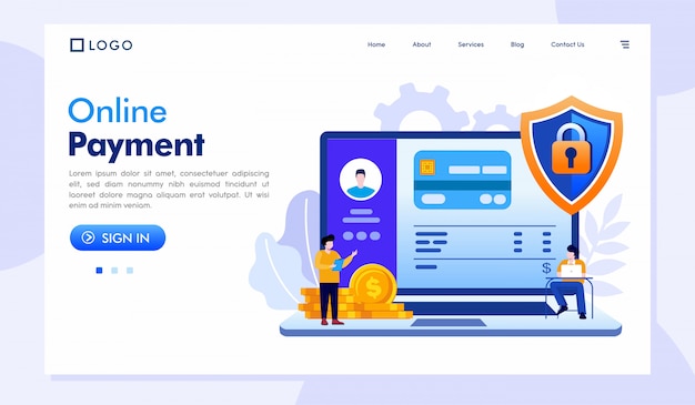 Modelo de site da página de destino do pagamento on-line