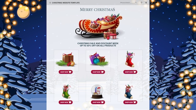 Modelo de site de natal com paisagem noturna