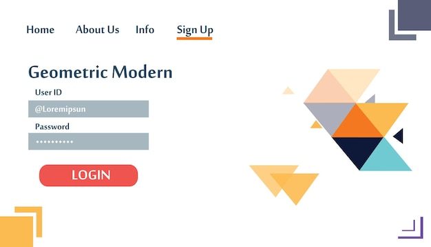 Modelo de site geométrico moderno ilustração vetorial de página de destino