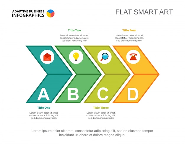 Modelo de slide de fluxo de trabalho de quatro opções