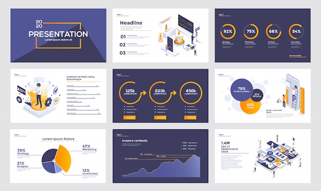 Modelo de slide de infográficos