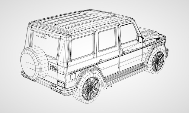 Modelo de suv premium com design clássico. ilustração vetorial em um fundo cinza.