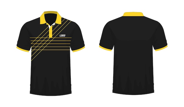 Modelo de t-shirt polo amarelo e preto para design sobre fundo branco. ilustração em vetor eps 10.