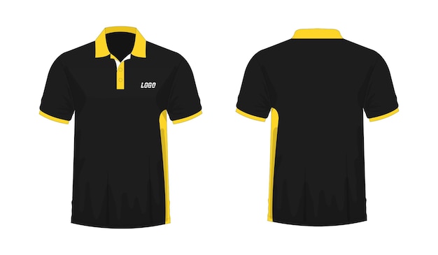 Vetor modelo de t-shirt polo amarelo e preto para design sobre fundo branco. ilustração em vetor eps 10.