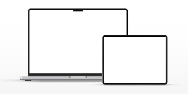 Modelo de tablet de computador portátil moderno de alta qualidade em 3D para apresentação com fundo isolado