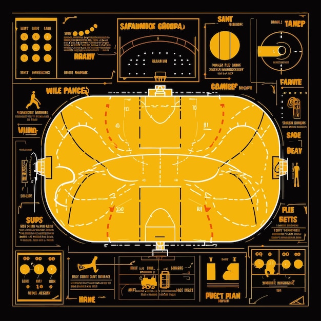 Vetor modelo de tabuleiro de tática de jogo de estratégia de basquete