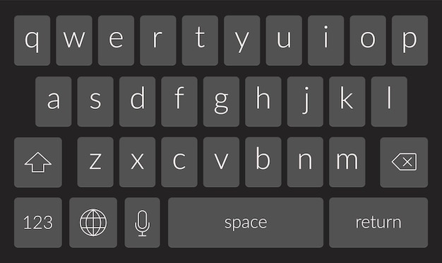 Modelo de teclado de telefone celular qwerty smartphone vector teclado tela de interface do usuário digital fonte de tela sensível ao toque