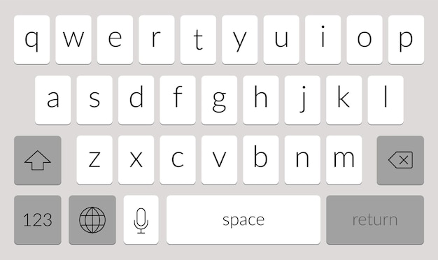 Vetor modelo de teclado de telefone celular qwerty teclado de smartphone fonte de tela de toque digital da interface do usuário