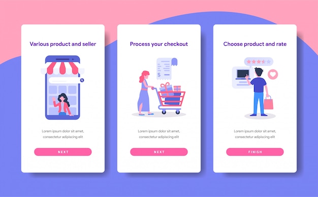 Modelo de tela de integração do conceito de compras on-line