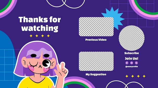 Modelo de tela final do YouTube desenhado à mão