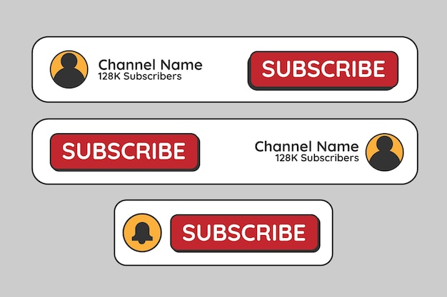 Vetor modelo de terços inferiores do botão de inscrição do youtube