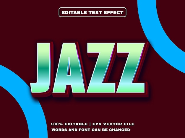 Modelo de texto de efeito de texto editável de música jazz 3d