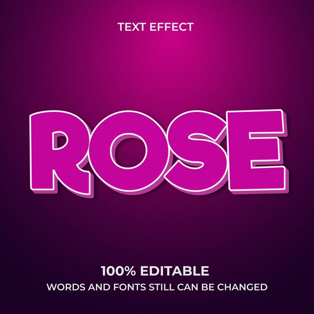 Modelo de texto rosa de efeito editável de estilo de texto favorito de vetor