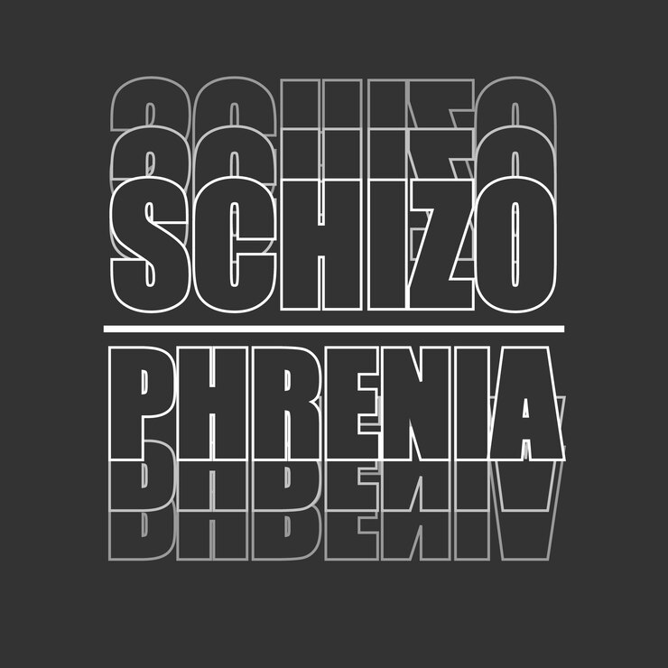 Vetor modelo de texto vetorial de esquizofrenia para design de streetwear e camisetas