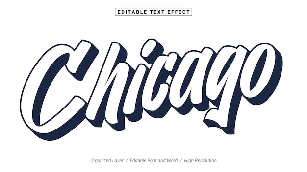 Modelo de tipografia de fonte chicago editável estilo de efeito de texto letras ilustração vetorial