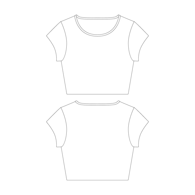modelo de treinamento tee ilustração vetorial desenho plano esboço coleção de roupas