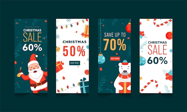 Modelo de venda de natal ou design de banner vertical