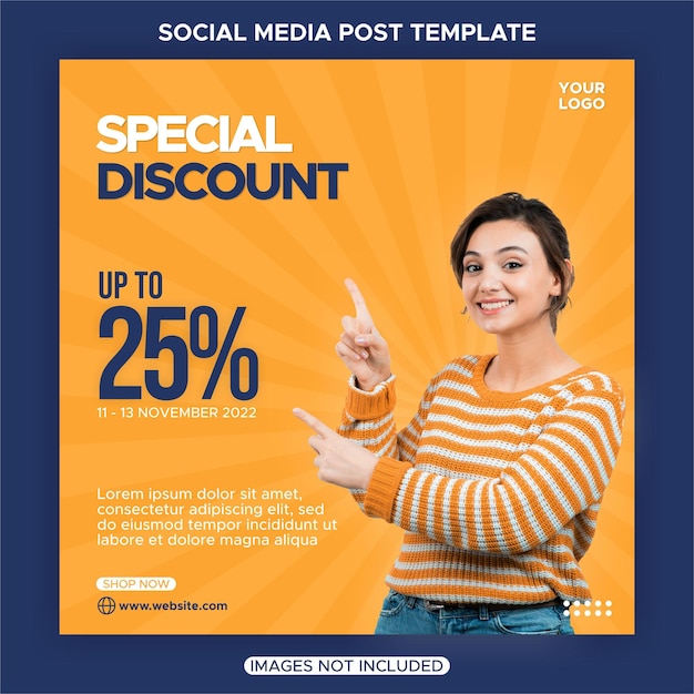 Vetor modelo de venda de promoção de desconto especial para mídia social