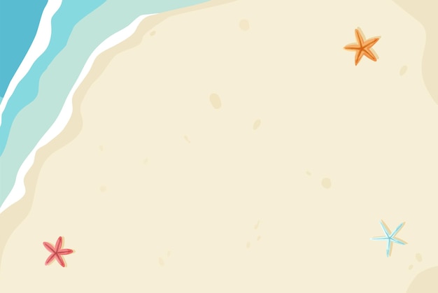Modelo de verão com lugar para texto com mar e estrela-do-mar Vista superior de areia e mar