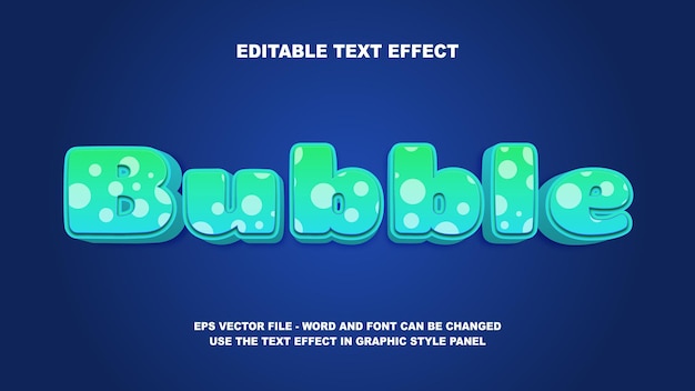 Vetor modelo de vetor 3d de bolha de efeito de texto editável