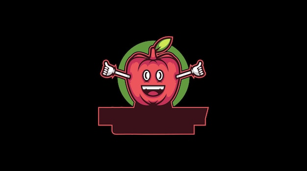 Modelo de vetor abstrato de logotipo de fruta de maçã feliz